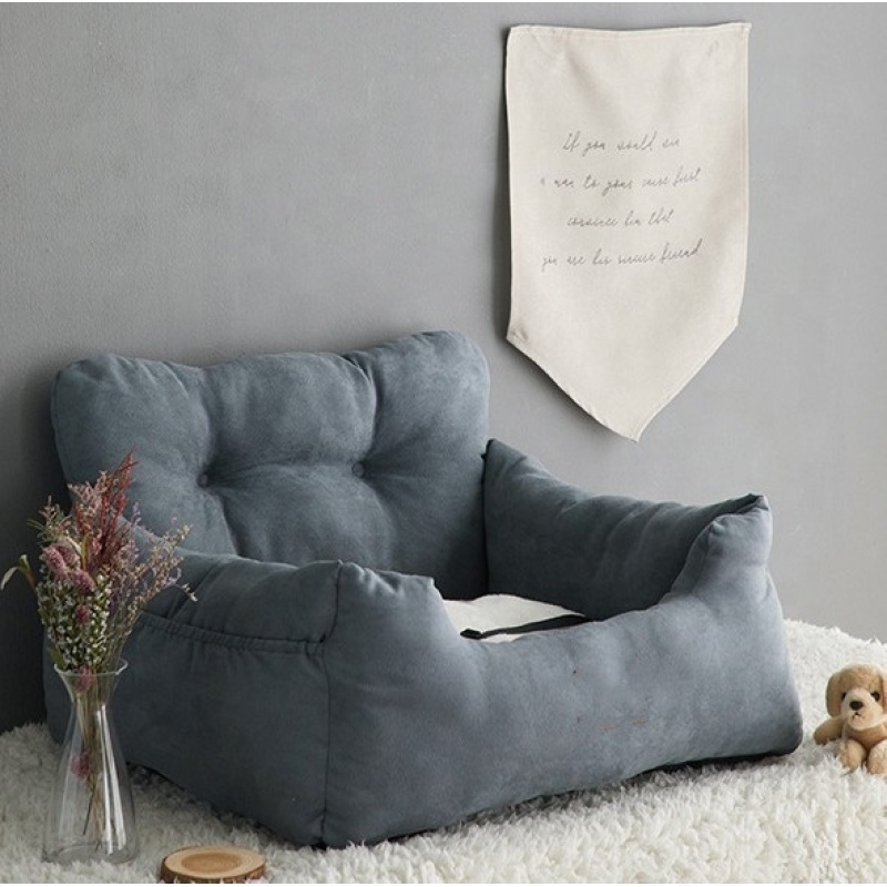 Hot Sale Luxury deep square plush stuffed puppy dog car seat bed Dog sofa Car Booster