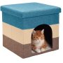 Collapsible Living Room Pet House Ottoman Footstool Cat Cave Condo Storage