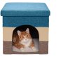 Collapsible Living Room Pet House Ottoman Footstool Cat Cave Condo Storage