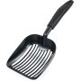 Metal Cat Litter Scoop Aluminum Black Scooper for Litterbox Kitty Poop Scoop with Deep Shovel, Cat Litter Poop Sifter Long