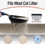Metal Cat Litter Scoop Aluminum Black Scooper for Litterbox Kitty Poop Scoop with Deep Shovel, Cat Litter Poop Sifter Long