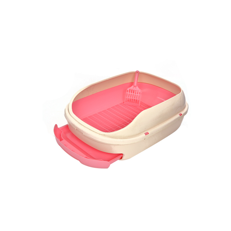 wholesale plastic new design Semi-closed grid pink big large size custom cat litter box