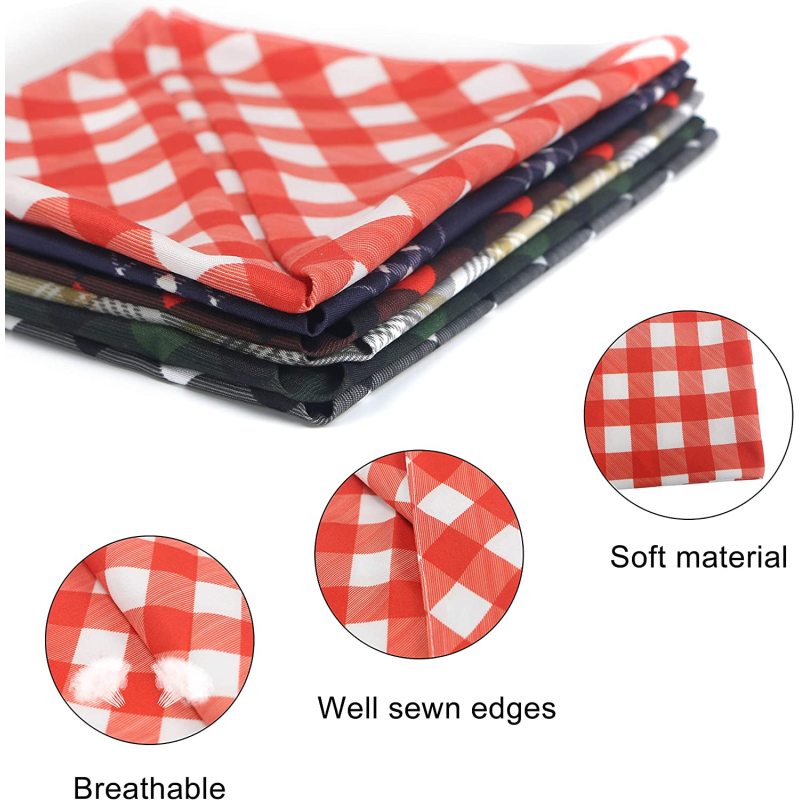 Plaid Bandana for Dogs 6 Pack Premium Polyester Fabric Handkerchiefs Dog Scarfs Triangle Bibs Apparel Accessories Dog Scarfs