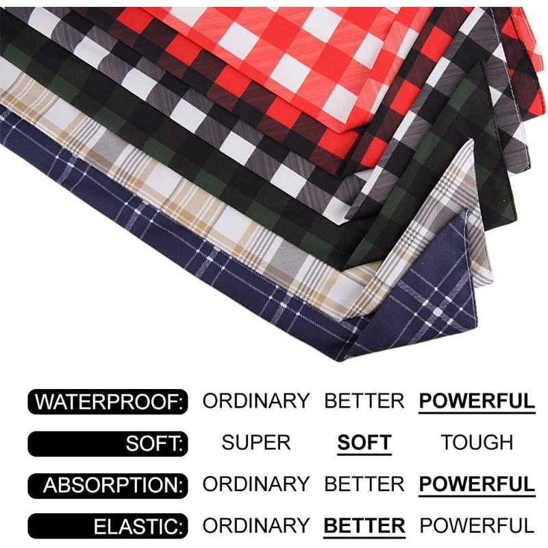 Plaid Bandana for Dogs 6 Pack Premium Polyester Fabric Handkerchiefs Dog Scarfs Triangle Bibs Apparel Accessories Dog Scarfs