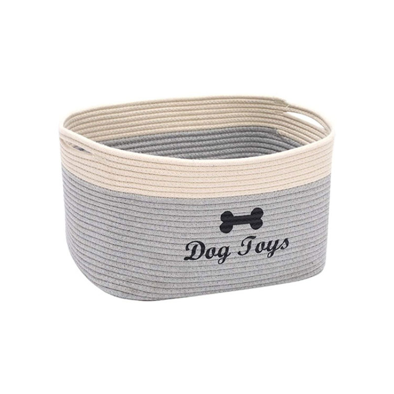 Weave Rope Dog Toy Box Baskets with Handle for Toy Storage Pet Toy Storage Boxes