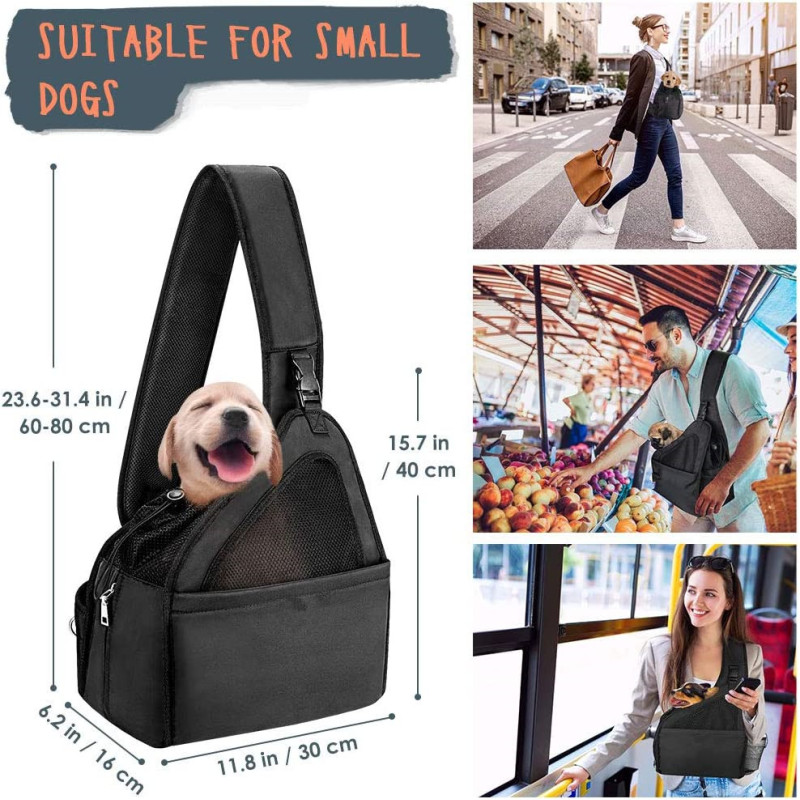 Hands Free Papoose  Pet Dog Sling Carrier Breathable Mesh Hard Bottom