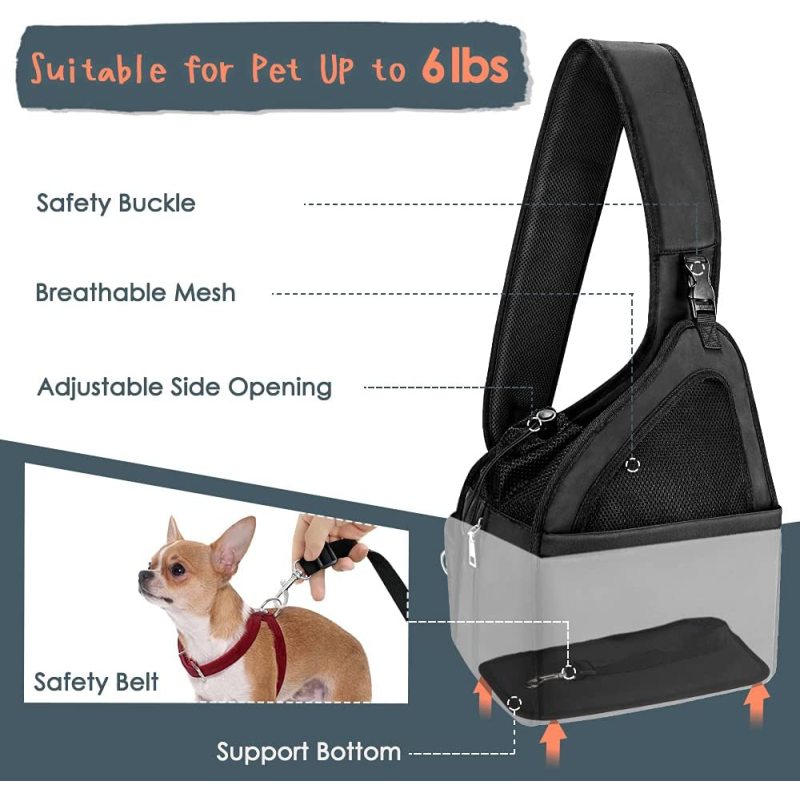 Hands Free Papoose  Pet Dog Sling Carrier Breathable Mesh Hard Bottom