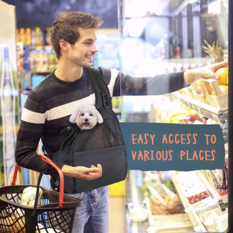 Hands Free Papoose  Pet Dog Sling Carrier Breathable Mesh Hard Bottom