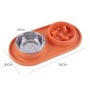 Pet Feeding Stainless Steel Bowl Silicone Slow Food Bowl Anti Choking Feeder Pet Double Bowl Silicone