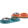 Pet Feeding Stainless Steel Bowl Silicone Slow Food Bowl Anti Choking Feeder Pet Double Bowl Silicone