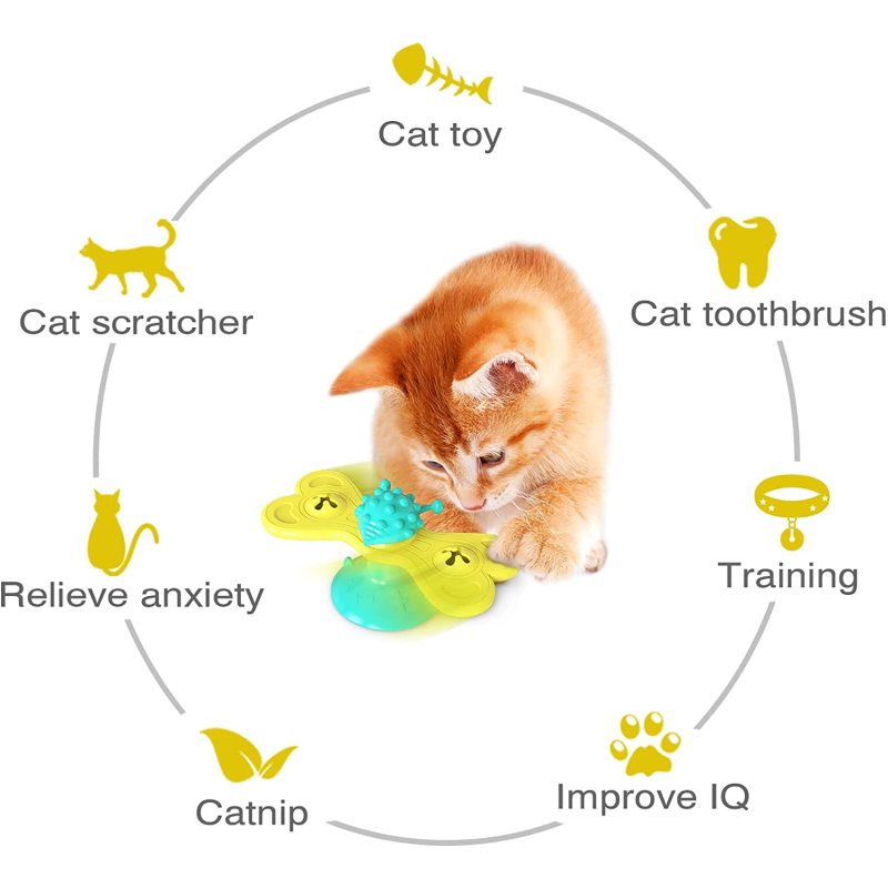 Interactive Ball  Cats Windmill Toys with Suction Cup for Indoor