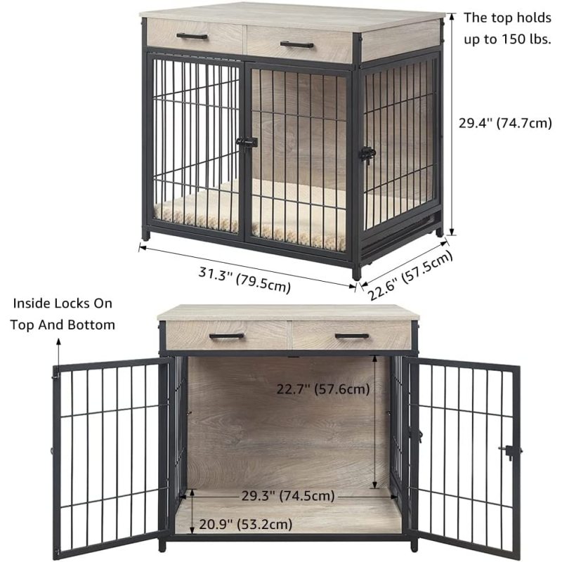Decorative Pet Wooden Wire Dog Kennel Furniture Style Dog Crate