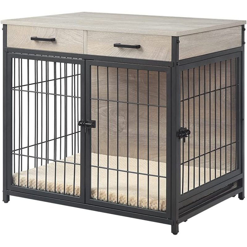 Decorative Pet Wooden Wire Dog Kennel Furniture Style Dog Crate
