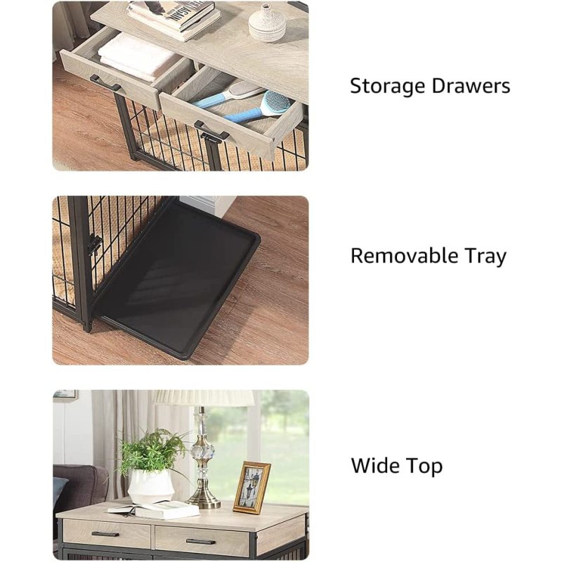 Decorative Pet Wooden Wire Dog Kennel Furniture Style Dog Crate