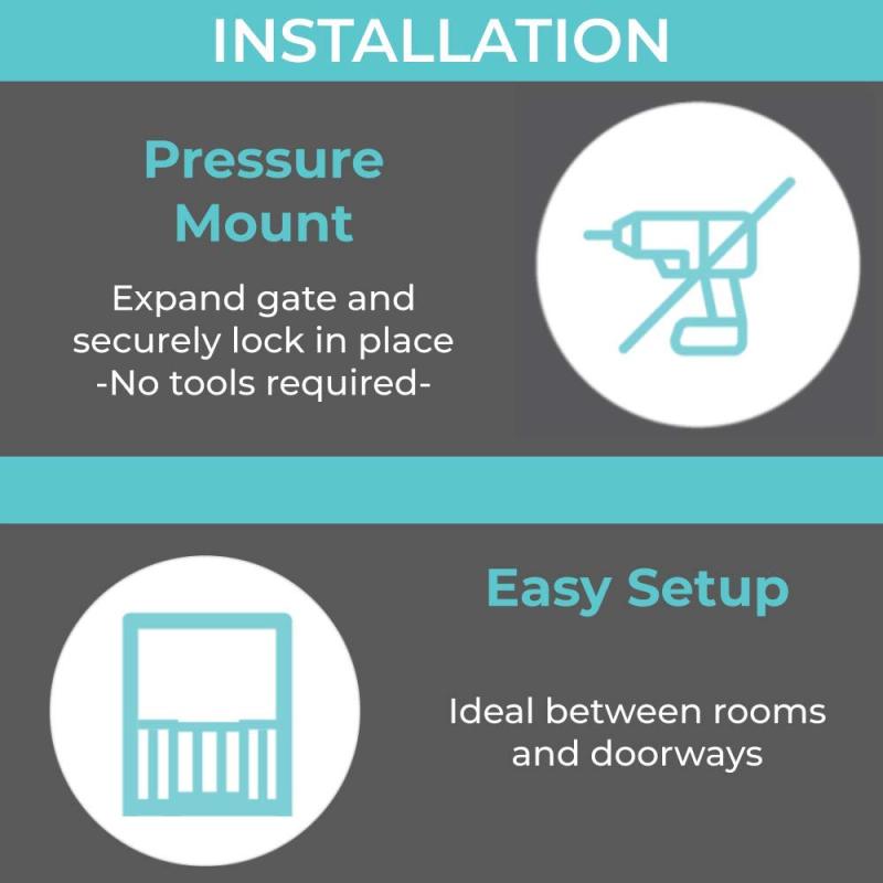 Installs in Wide Opening Without damaging Wall Extra Wide Wire Mesh Baby Gate Pressure Mount In The Living Room
