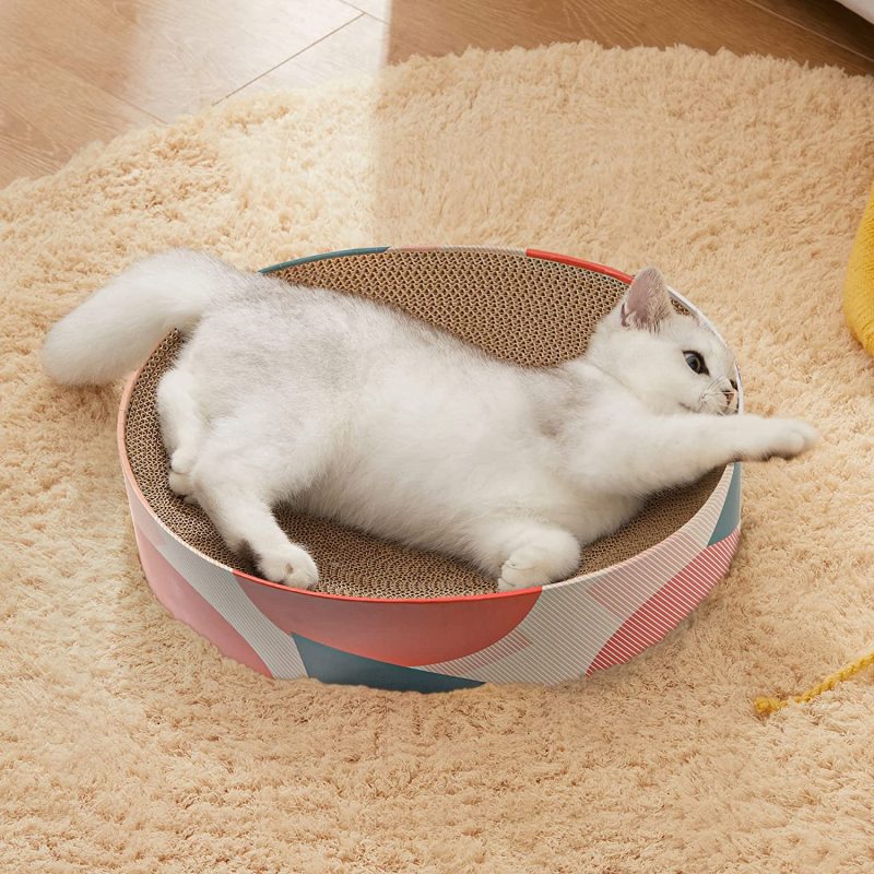 Indoor Cats Oval Shape Scratcher Cardboard Bed Pad Recycle Corrugate