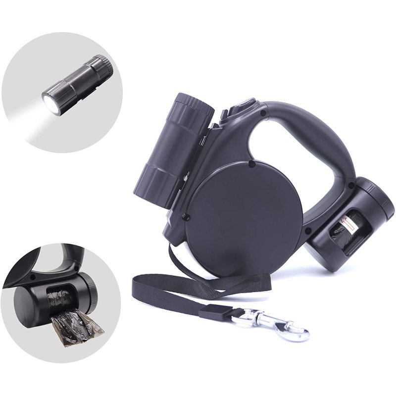 Custom LOGO Retractable Dog Leash with LED Flashlight for Small Medium Big Breed Dogs