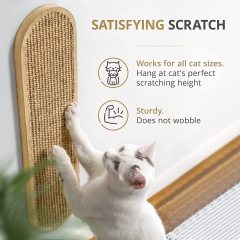 Vertical Wall Mounted Cat Scratching Post Wooden Sisal Cat Scratcher For Indoor Cute Modern Cat Wall Furniture