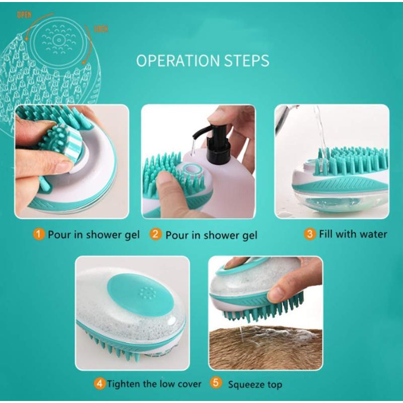 Pet Dog Bath Brush Comb SPA Massage Brush Soft Dogs Cats Shower Hair Grooming Dog Cleaning Tool Pet Cleaning Grooming