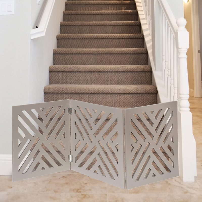 Dog Gate Freestanding Pet 4-Panel Panel for Folding Quad fold & Trifold Pet Gate for Small Dogs
