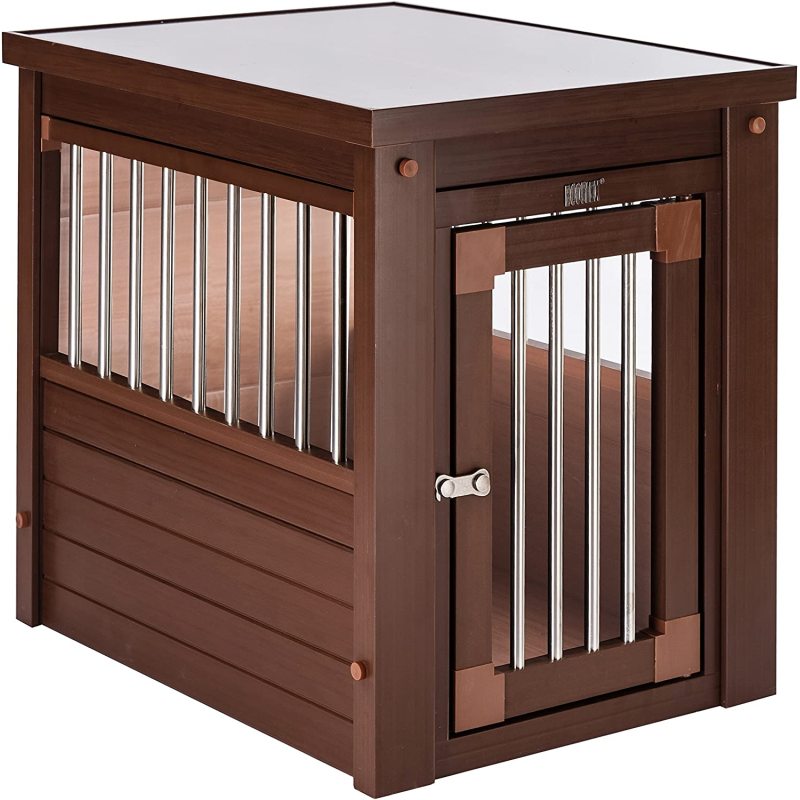 Pet ecoFLEX Pet Crate/End Table, X-Large, Russet Spindles made of stainless steel tubing and a stainless steel latch