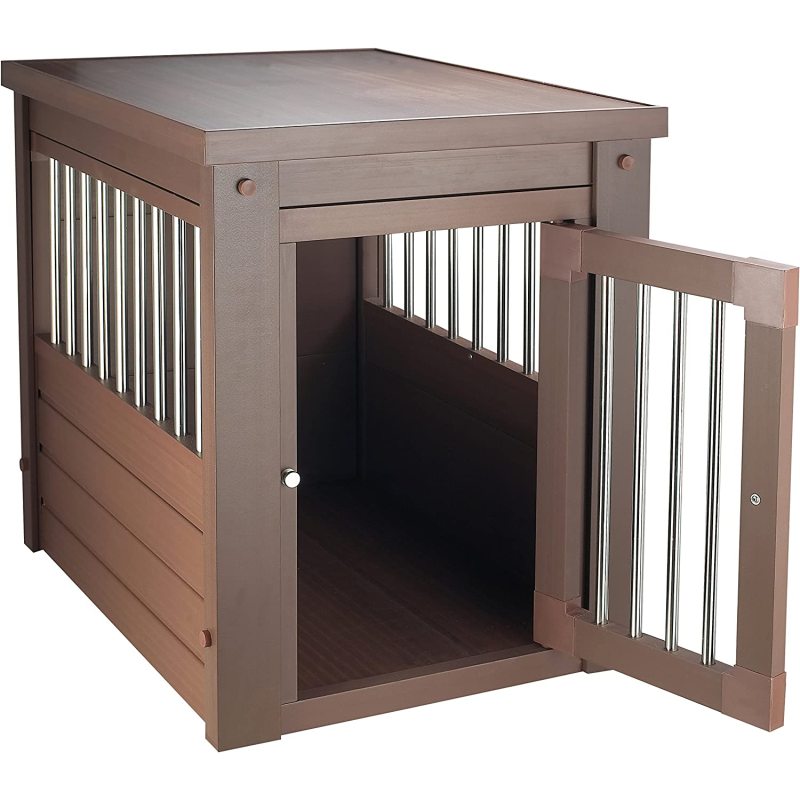 Pet ecoFLEX Pet Crate/End Table, X-Large, Russet Spindles made of stainless steel tubing and a stainless steel latch
