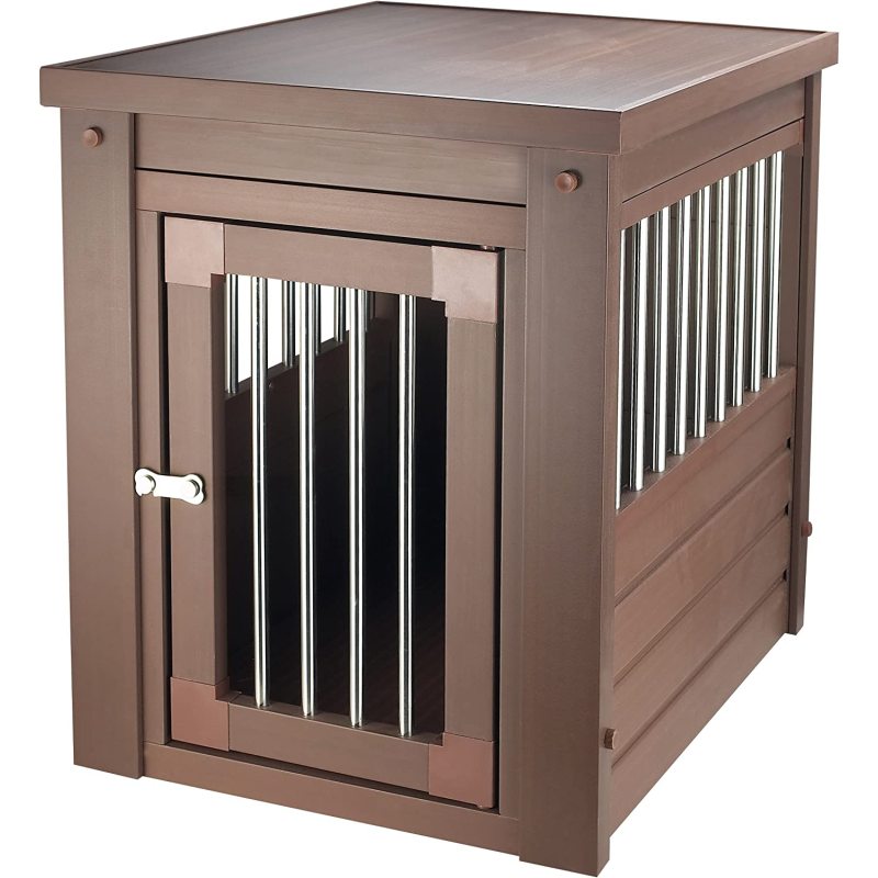 Pet ecoFLEX Pet Crate/End Table, X-Large, Russet Spindles made of stainless steel tubing and a stainless steel latch