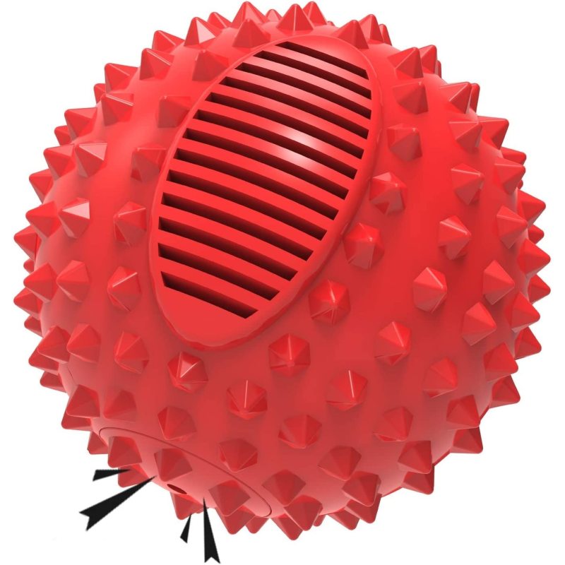 Squeaky Dog Ball Toy for Aggressive Chewers ,4 Inches Indestructible Durable Big Dogs Chew Spiky Ball, Floatable Rubber Pet Toys