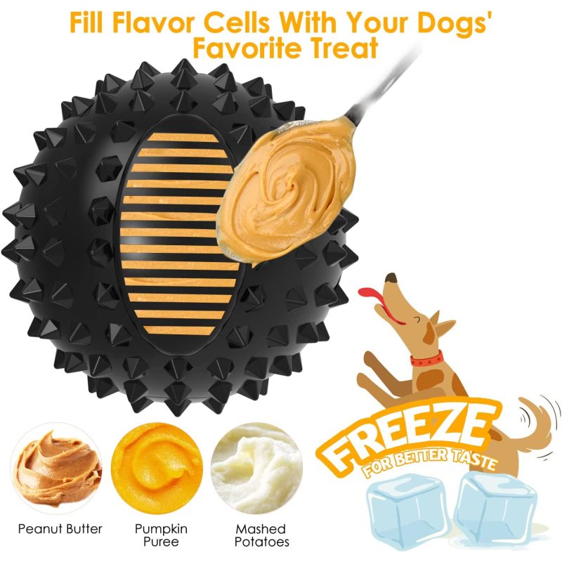 Squeaky Dog Ball Toy for Aggressive Chewers ,4 Inches Indestructible Durable Big Dogs Chew Spiky Ball, Floatable Rubber Pet Toys