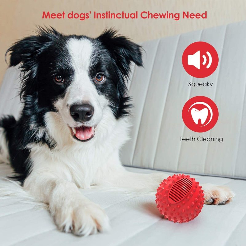 Squeaky Dog Ball Toy for Aggressive Chewers ,4 Inches Indestructible Durable Big Dogs Chew Spiky Ball, Floatable Rubber Pet Toys