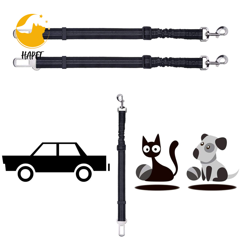 Dog Seat Belts, Heavy Duty Dog Car Seat Belt Harness with Bungee Buffer for Shock Absorbing, Adjustable Pet Safety Seat Belt