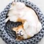Handmade Chunky Knit Enclosed Cat Bed Pet Teepee Tent, Self Warmimg Foldable Cat Beds Pet Cat Hideout Perch Cave Bed