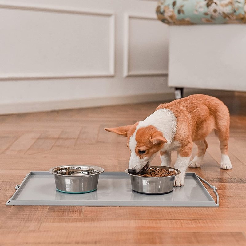 Deep Stainless Steel Anti-Slip Dog Bowls, Set of 2, Each Holds Up to 3 Cups