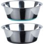 Deep Stainless Steel Anti-Slip Dog Bowls, Set of 2, Each Holds Up to 3 Cups