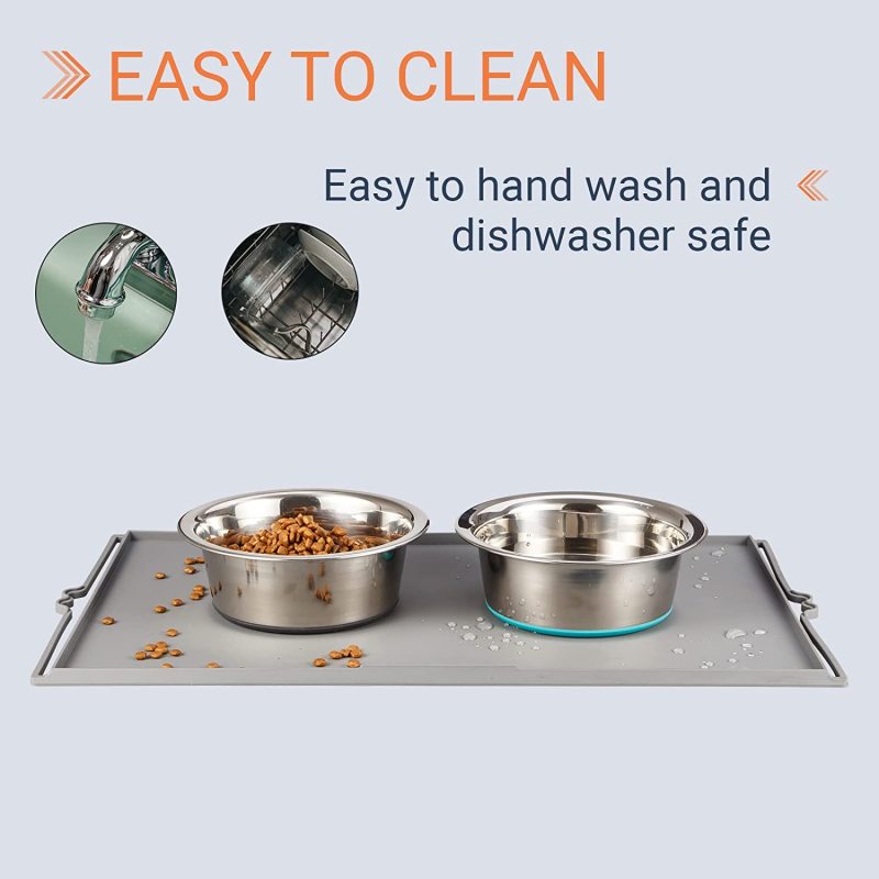 Deep Stainless Steel Anti-Slip Dog Bowls, Set of 2, Each Holds Up to 3 Cups