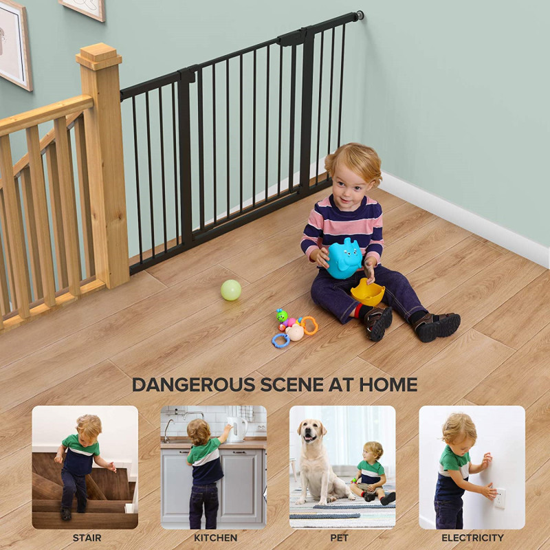 Extra Wide Easy Walk Thru Dog Gate for The House Baby Gate Auto Close Safety Pet Gates for Stairs Doorways