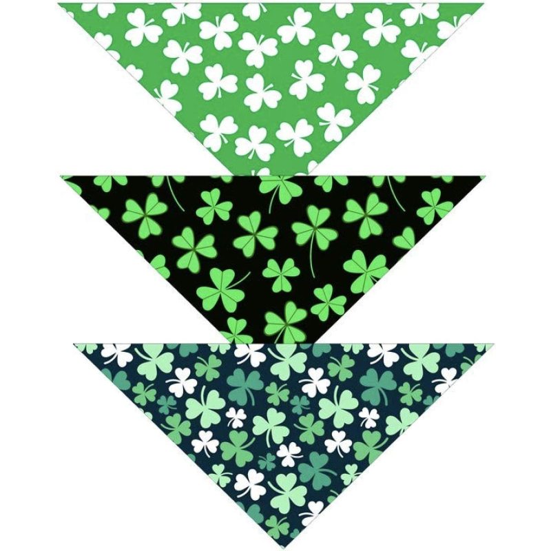 Patrick's Day Dog Bandanas | 3-Pack | Lucky Shamrock Clover Bandanna