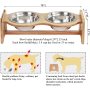 Adjustable Stainless Steel Bowls Bamboo Elevated Dog Food Bowls for Cats and Dogs