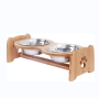 Adjustable Stainless Steel Bowls Bamboo Elevated Dog Food Bowls for Cats and Dogs