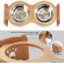 Adjustable Stainless Steel Bowls Bamboo Elevated Dog Food Bowls for Cats and Dogs