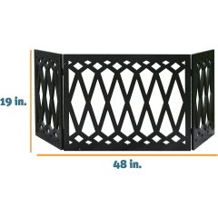 Wood Pet Gate - Decorative Black Tri Fold Dog Fence for Doorways, Stairs - Indoor Outdoor Pet Barrier