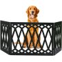 Wood Pet Gate - Decorative Black Tri Fold Dog Fence for Doorways, Stairs - Indoor Outdoor Pet Barrier