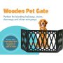 Wood Pet Gate - Decorative Black Tri Fold Dog Fence for Doorways, Stairs - Indoor Outdoor Pet Barrier