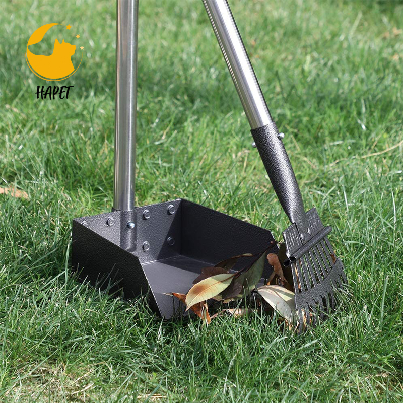 Dog Pooper Scooper Tray and Spade Set Poop Scooper for Dogs Adjustable Long Handle Metal Pooper Scooper