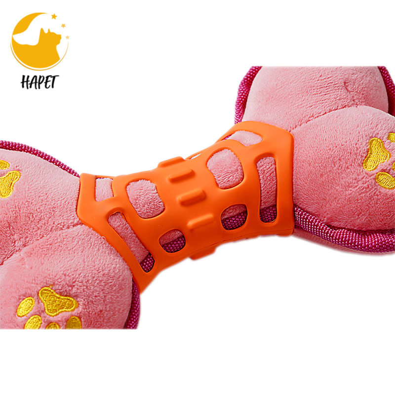 Dog Bones Toys, Durable Plush Dog Toy Built-in Vocal Airbag, Pet Chew Dental Toy for Interactive Play Training and Fun