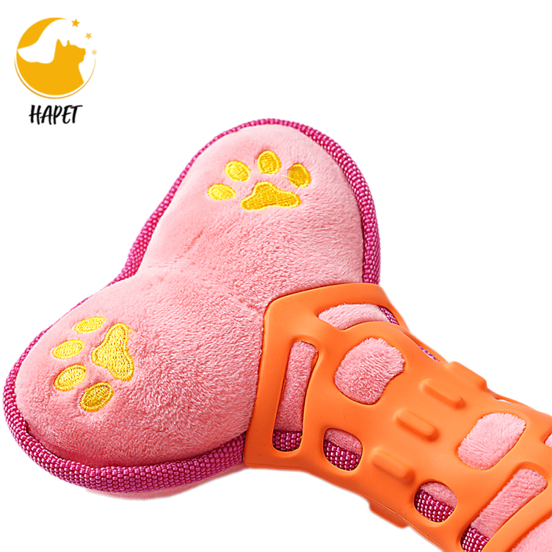 Dog Bones Toys, Durable Plush Dog Toy Built-in Vocal Airbag, Pet Chew Dental Toy for Interactive Play Training and Fun