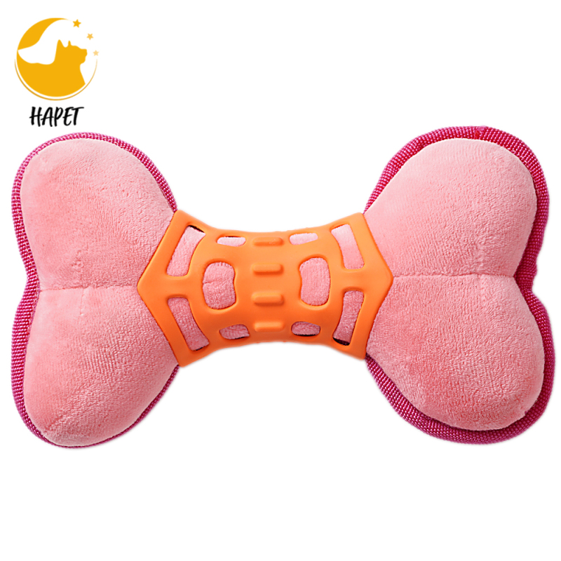 Dog Bones Toys, Durable Plush Dog Toy Built-in Vocal Airbag, Pet Chew Dental Toy for Interactive Play Training and Fun