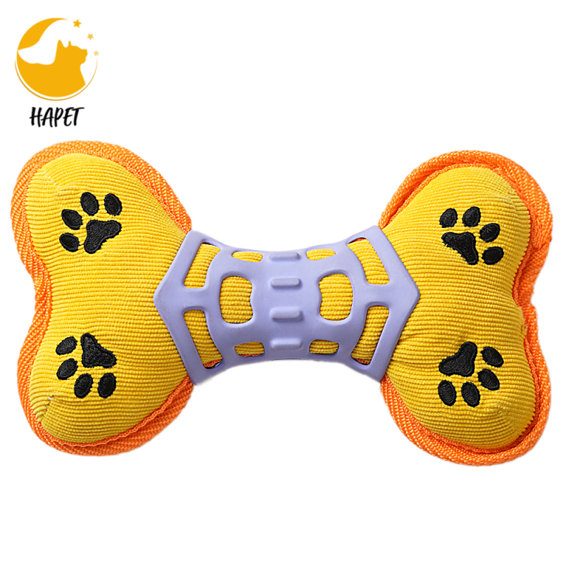 Dog Bones Toys, Durable Plush Dog Toy Built-in Vocal Airbag, Pet Chew Dental Toy for Interactive Play Training and Fun