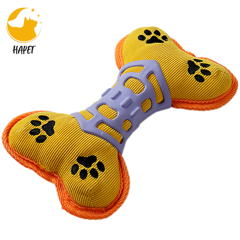 Dog Bones Toys, Durable Plush Dog Toy Built-in Vocal Airbag, Pet Chew Dental Toy for Interactive Play Training and Fun