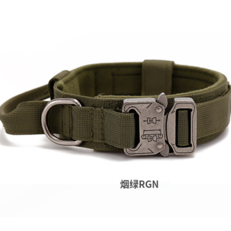 Nylon Tactical Dog Collar for Military Training with Control Handle Adjustable Pet Dog Collar